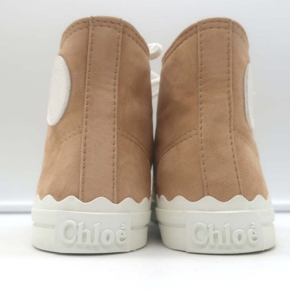 Chloe Kyle High Top Sneakers Beige Suede Size 36 NEW - Picture 9 of 12